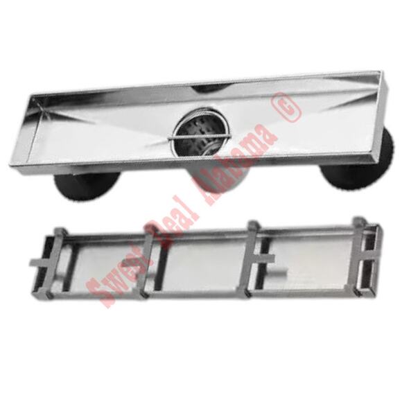 12" Stainless Steel Linear Shower Floor Drain, Brushed Nickel w/ Hair Strainer - Picture 1 of 5